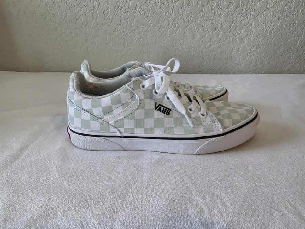 Vans Ward Women’s Size 8 Mint Green White Checkerboard Low Top Sneakers Shoes